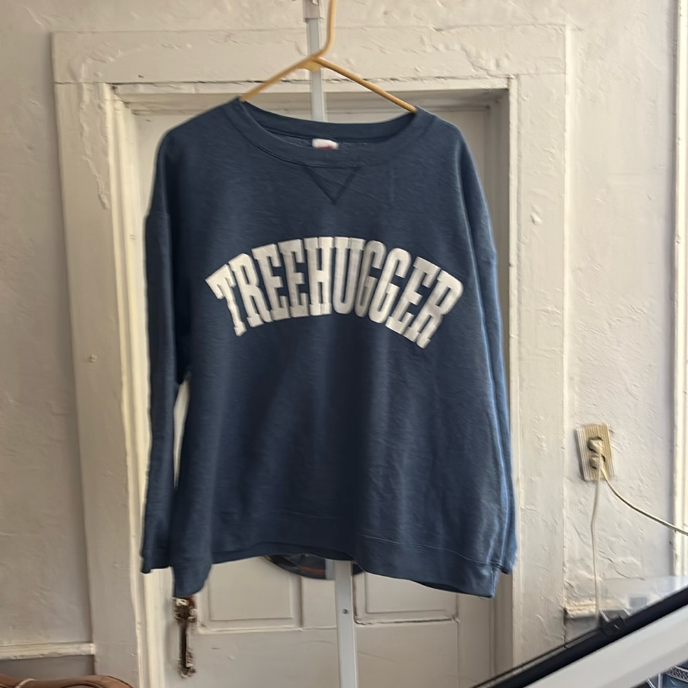 TREEHUGGER upcyled cropped sweatshirt OG Hanes Her Way